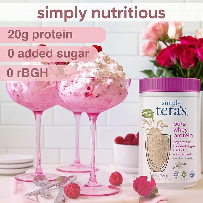 Simply tera's Pure whey Protein Powder, Family Size Bourbon Vanilla Flavor (Package May Vary)