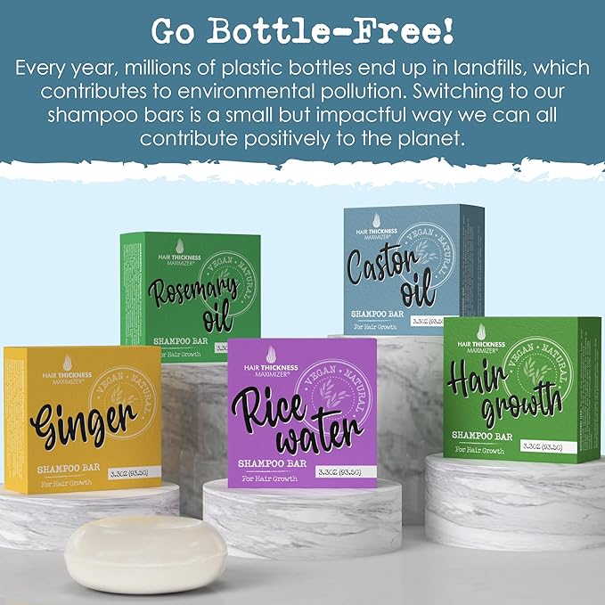 Castor Oil Shampoo Bar for Hair Growth & Strengthening - With Organic Castor Oil, Rice protein, Eco Friendly pH Balanced - Color Safe Castor Oil Solid Shampoo Bar with No Harsh Chemicals