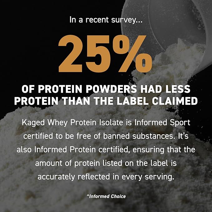 Kaged Whey Protein Isolate Powder, Vanilla, 100% Pure Low Lactose Whey, Post Workout Recovery Drink, Supports Muscle-Building, 25g per Serving, Amazing Taste and Easy Mix for Shakes, 25 Serving
