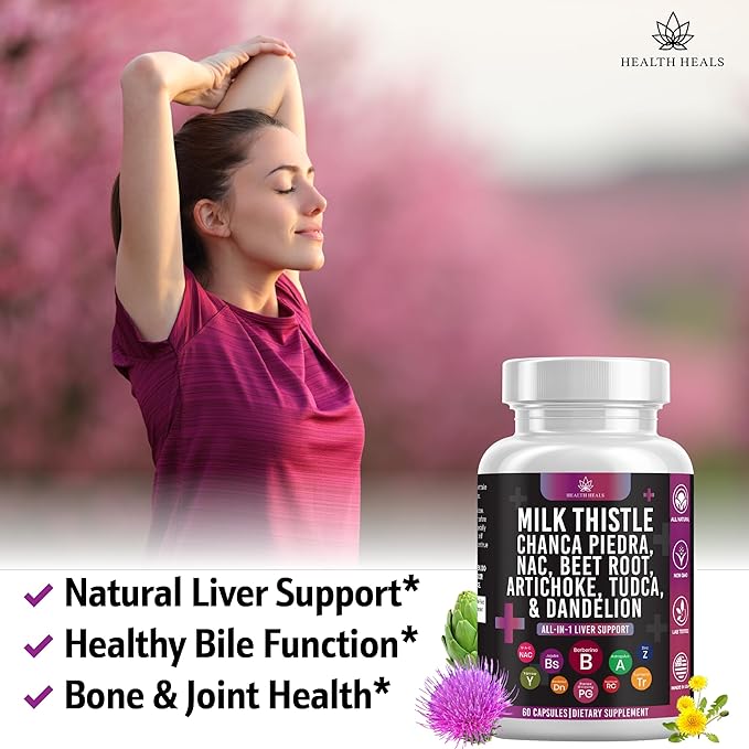 Milk Thistle NAC Chanca Piedra Beet Root Artichoke Dandelion Root - Liver Supplement Plus Astragalus TUDCA Choline & Ginger- 180 Count