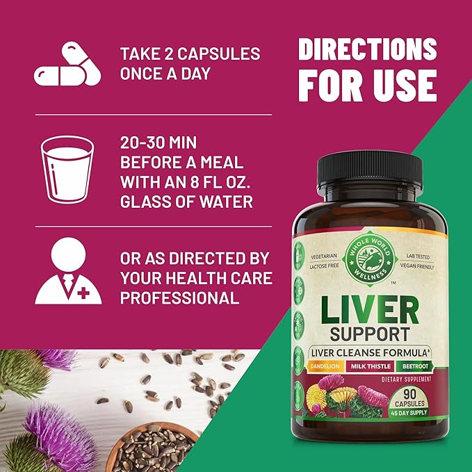 Advanced Liver Cleanse Detox & Repair Formula for Adult with Milk Thistle, Organic Liver Detox & Support Supplement for Men and Women, 90 Pills Liver Repair & Detox Support, 512mg (45-Day Supply)