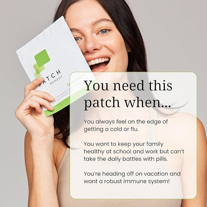 Immunity Patches - 30 Topical Immune Patches Containing Vitamin C, Zinc, Echinacea Extract & Ginkgo Biloba, Lasts 24 Hours