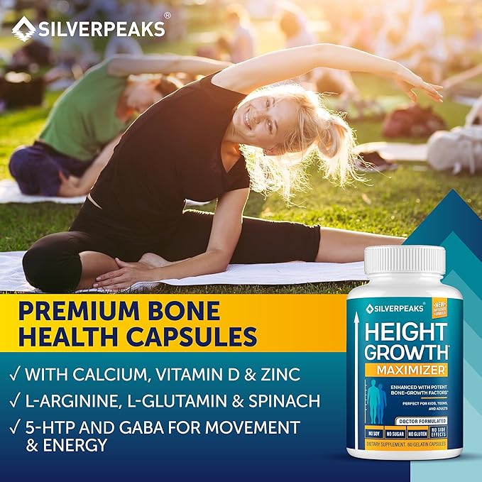 Growth Capsules to Grow Taller - Height Growth Maximizer with Calcium for Bone Strength - Made in USA - Natural Get Taller Supplement - Free of Growth Hormone - Pack of 2