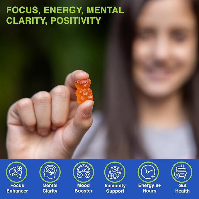 Ashwagandha and Lions Mane Mushroom Gummies for Adults - Organic - Reishi, Maitake, Chaga, Cordyceps, Shiitake, Turkey Tail - Immune Support, Memory, Focus and Energy -Vegan Mushroom Supplement Gummy
