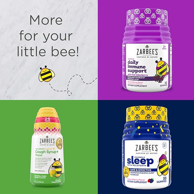 Zarbee's Gentle Bedtime Gummies for Kids - Melatonin-Free Blend of Natural Honey, Raspberry Lemon, and Chamomile Helps Children Unwind and Relax to Prepare for Sleep, 30ct