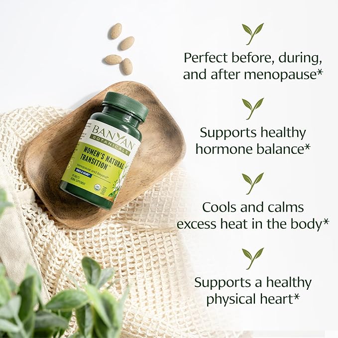 Banyan Botanicals Women’s Natural Transition – Organic Menopause Supplement with Shatavari (Asparagus Racemosus) – Natural Herbal Menopause Support* – 90 Tablets – Non GMO Sustainably Sourced Vegan