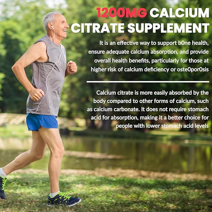 Calcium Citrate Supplement Gummies for Adult: Women & Men Sugar Free 1200 Mg Calcium Chewable Gummy - Organic Vegan Supplements for Energy&Immune Support(120Count