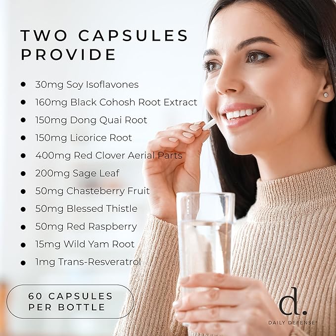 Menopause Supplements for Women - Supplements for Women with Dong Quai Root, Black Cohosh, Red Clover, Chasteberry, Wild Yam Root for Hot Flashes Menopause Relief - 60 Capsules, Made in the USA