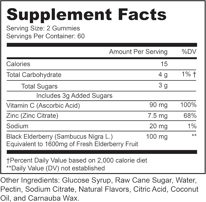 LIVELY VITAMIN CO. Elderberry Burst Gummies for Kids & Adults - Boosts Immune Health - Helps Avoid Colds & Illness - Black Elderberry, Vitamin C & Zinc - 3 Grams of Sugar - No Gelatin - 120 Gummies