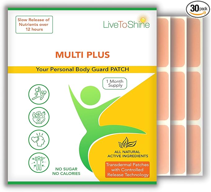 Live To Shine Multi Plus Topical Patch - USA Made - 30 Days Supply from