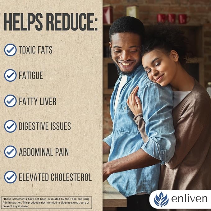 enliven Liver Cleanse Detox & Repair Supplement | Supports Liver Health with Milk Thistle, Dandelion Artichoke | Non-GMO Fatty Liver Support - Men & Women | Made in The USA (60 Capsules)