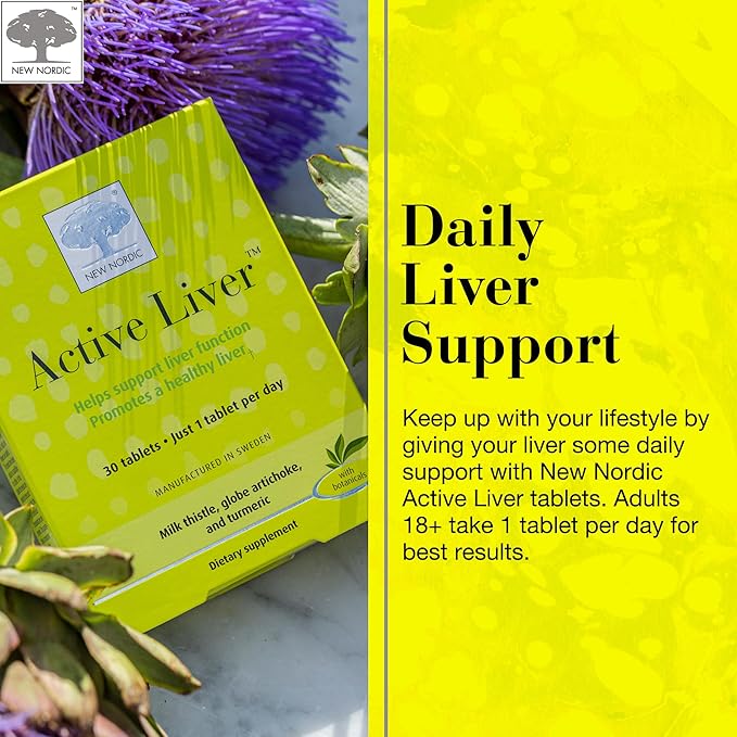 NEW NORDIC Active Liver 30-Day Supply, Daily Liver Supplement, Milk Thistle, Artichoke & Turmeric, 30 Tablets (Pack of 1)