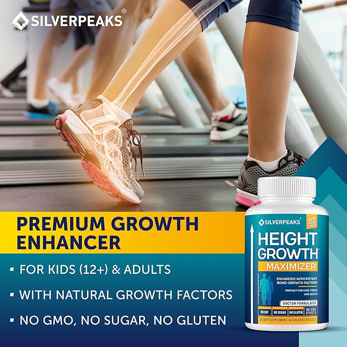 Growth Capsules to Grow Taller - Height Growth Maximizer with Calcium for Bone Strength - Made in USA - Natural Get Taller Supplement - Free of Growth Hormone - Pack of 2