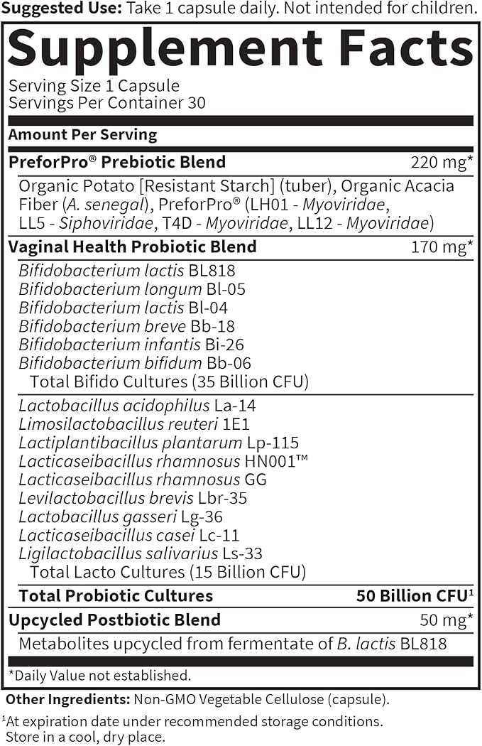 Garden of Life Dr Formulated Once Daily 3-in-1 Complete Prebiotics, Postbiotics & Probiotics for Women, PRE + PRO + POSTBIOTIC Supplement for Women’s Digestive, Immune & Vaginal Health, 30 Day Supply