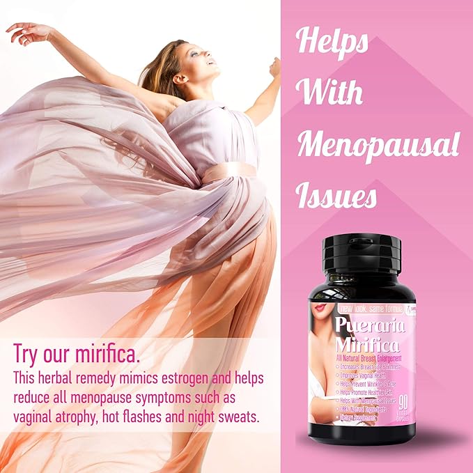 Pueraria Mirifica Capsules 2000mg Daily - Breast Enhancement Pills and Estrogen Supplement for Women and Men, Breast Enlargement Pills for Women and Transgender - Breast Growth Breast Enhancer