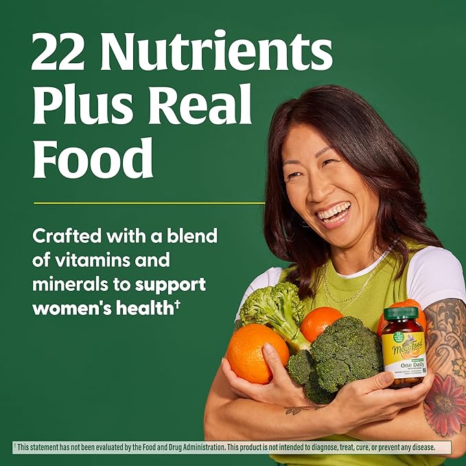MegaFood Women's 40+ One Daily Multivitamin for Women with Vitamin B12, Vitamin B6, Vitamin C, Vitamin D, Zinc & Iron – Plus Real Food - Immune Support - Bone Health - Non-GMO - Vegetarian - 30 Tabs