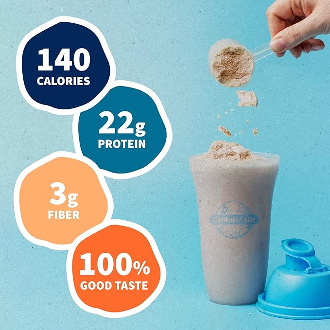 Organic Vegan Vanilla Chai Protein Powder, Garden of Life 22g Plant Based Protein & BCAAs, Organic Protein Powder with Probiotics & Enzymes, Non-GMO, Gluten-Free Lactose Free 1.2 LB