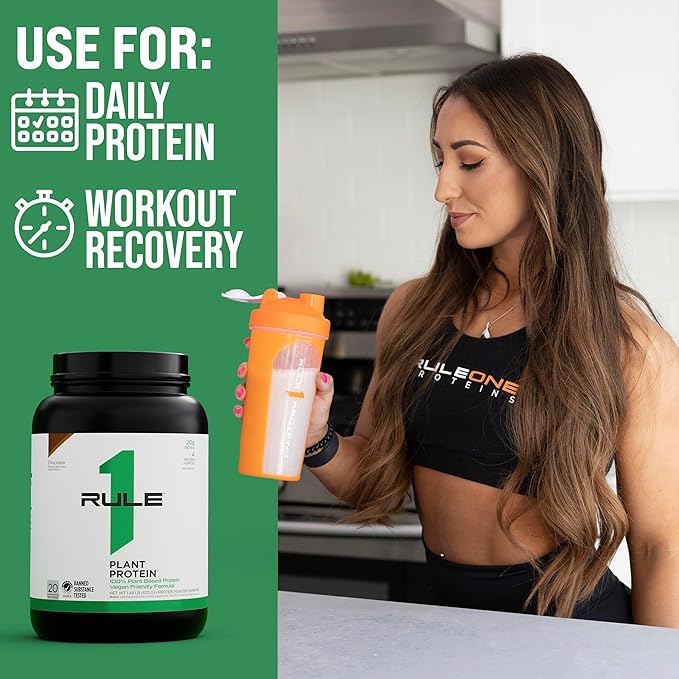 Rule 1 Proteins Plant Protein - Vegan, Gluten-Free, Dairy Free, & Soy Free Protein Powder with 20g Protein per Serving (20 Servings, Frozen Banana)