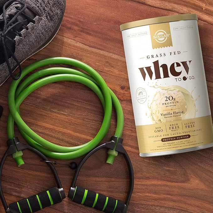 Solgar Grass Fed Whey to Go Protein Powder Vanilla, 2 lb - 20g of Grass-Fed Protein from New Zealand cows - Great Tasting & Mixes Easily - Supports Strength & Recovery -, 36 servings