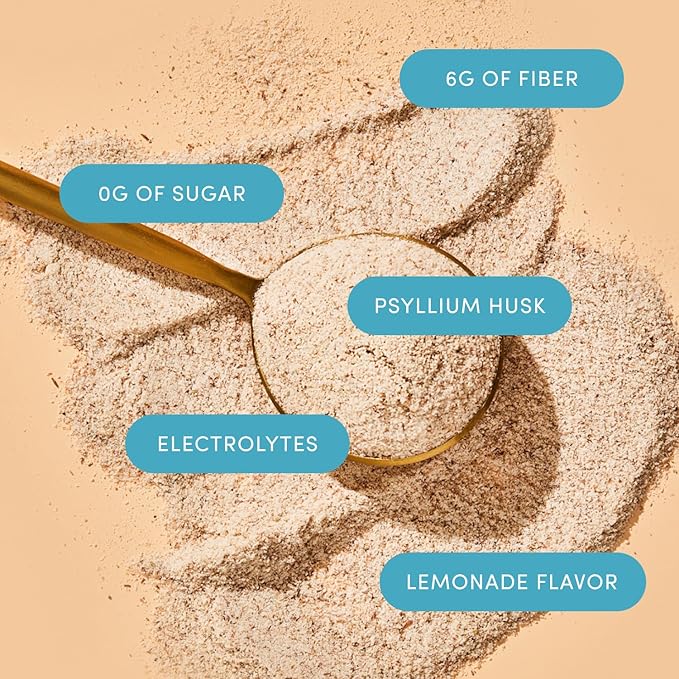 Fiber Rescue Lemonade 20 Count Travel Packs (6g Per Packet) - Psyllium Husk Powder for Digestive Health & Bloating Relief, Gluten Free, Sugar Free Prebiotic Fiber Powder, Non-GMO Fibre Supplement