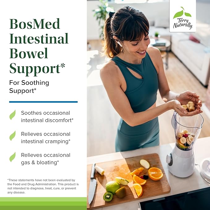 Terry Naturally BosMed Intestinal Bowel Support - Digestive & Intestinal Support Supplement - Gut Health Support with Coriander, Fennel, Carraway & Peppermint - 60 Softgels (Pack of 2)