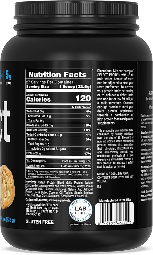 PEScience Select Low Carb Protein Powder, White Chocolate Macadamia, 27 Serving, Whey and Casein Blend, Keto Friendly, Gluten Free, Best Tasting, Clean Isolate for Women and Men