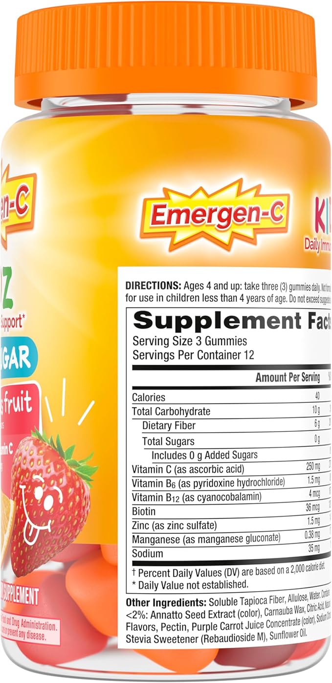 Emergen-C Zero Sugar Immune Support Kidz Gummies 36 Count