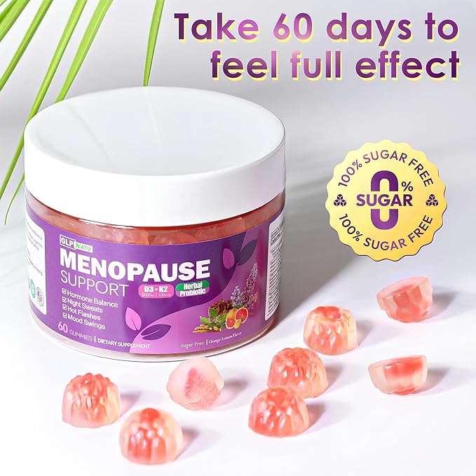 Menopause Supplements Sugar-Free Gummies, Hormone Balance for Women with Herbs Complex & Vitamin D3 K2 & Probiotic, Menopause Relief for Hot Flashes, Night Sweats, Mood Swings (60 Gummies)
