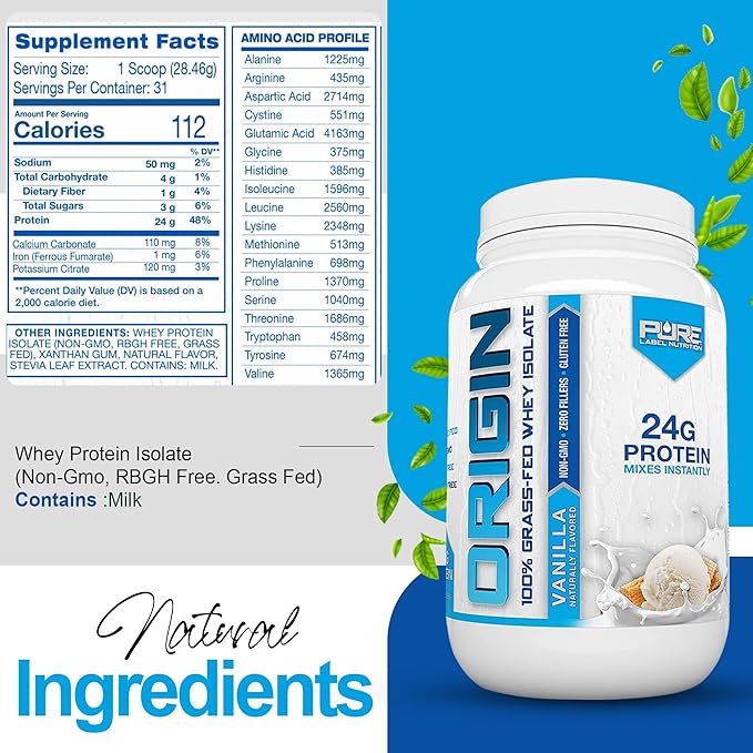 100% Grass Fed Vanilla Protein Isolate- Keto, Low Carbs-2lbs