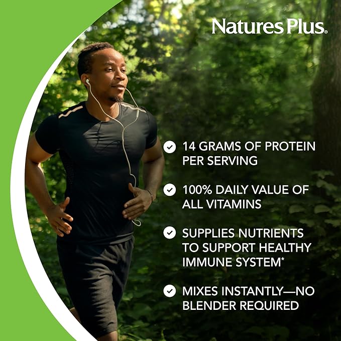 NaturesPlus SPIRU-TEIN Shake - Cappuccino Flavor - 1.1 lbs, Spirulina Protein Powder - Plant Based Meal Replacement, Vitamins & Minerals For Energy - Vegetarian, Gluten-Free - 16 Servings