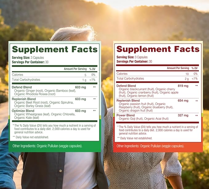 100% Organic Fruits and Veggies Supplement (USDA Organic - Made in USA) 180 Potent Fruits and Vegetable Capsules for Energy Boost & Daily Fruit and Vegetable Vitamins - Vegan, Non-GMO, Gluten-Free