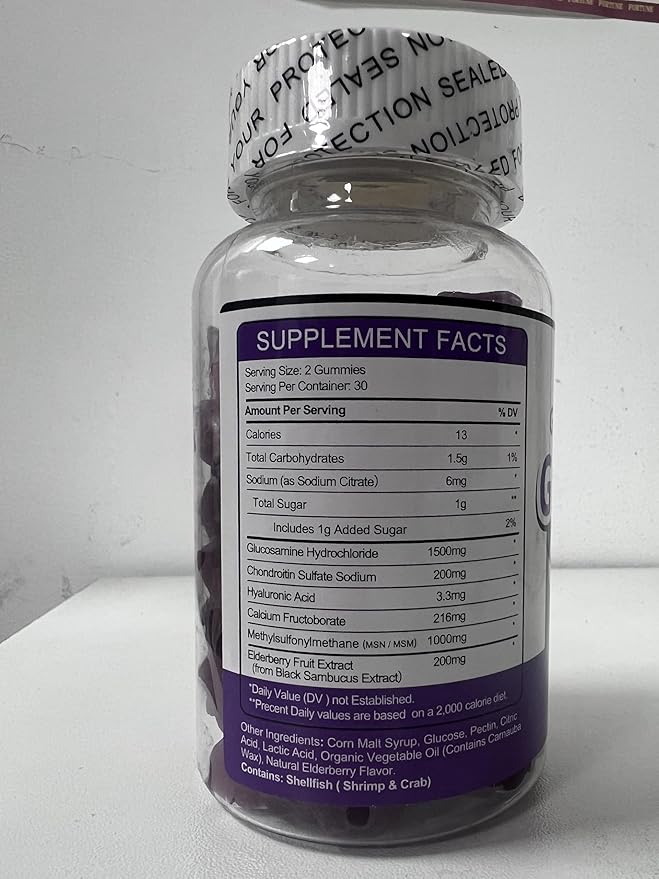 Glucosamine Chondroitin Gummies - Extra Strength Joint Support Supplement with MSM Elderberry & Calcium for Natural Joint, Antioxidant Immune Support for Adults, Men & Women