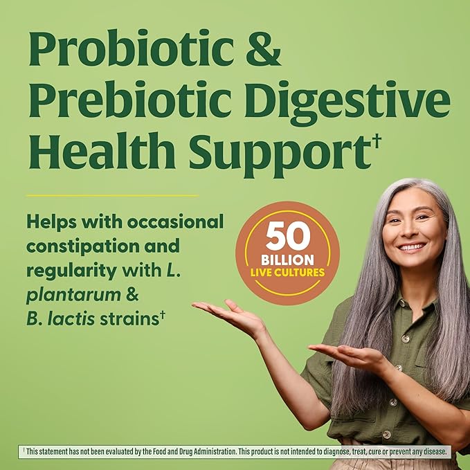 MegaFood MegaFlora Probiotic + Prebiotics + Turmeric Supplement - Probiotics for Women Digestive Health - 50 Billion CFUs - 14 Strains - Vegetarian - 90 Capsules (45 Servings)