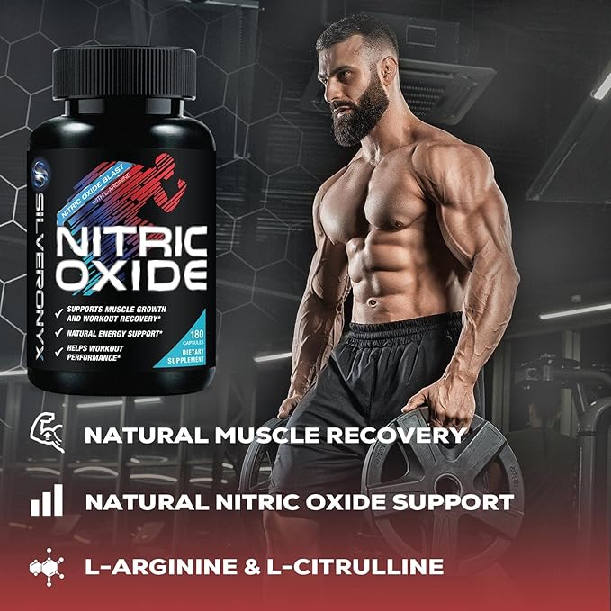Extra Strength Nitric Oxide Supplement 3X Strength L Arginine, Citrulline Malate, AAKG, Beta Alanine - Premium Muscle Supporting Nitric Booster - Natural Energy & Heart Health Support - 180 Capsules