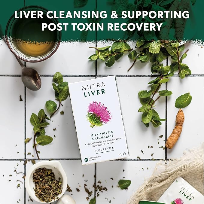 NUTRALIVER - Liver Detox Tea | Liver Cleanse Tea – For Liver Cleansing and Liver Support – Includes Milk Thistle, Turmeric & Fennel - 40 Enveloped Tea Bags - by Nutra Tea - Herbal Tea - (2 Pack)