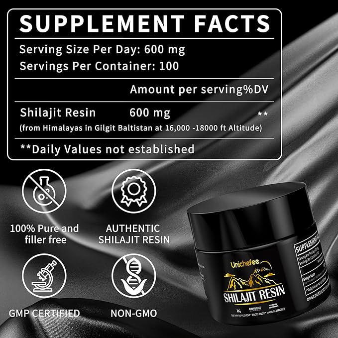 60g Shilajit Resin Pure Himalayan Organic 100% Shilajit Natural Resin Mineral Supplements for Men/Women, with 85+ Trace Minerals & Fulvic Acid for Energy