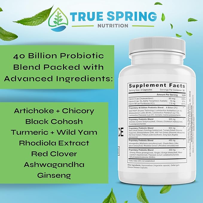 Eve Balance Menopause Support - Complete Supplement for Women’s Total Menopause Relief, Hot Flashes, Joint Pain, and More - Premium Blend with Prebiotics & Probiotics