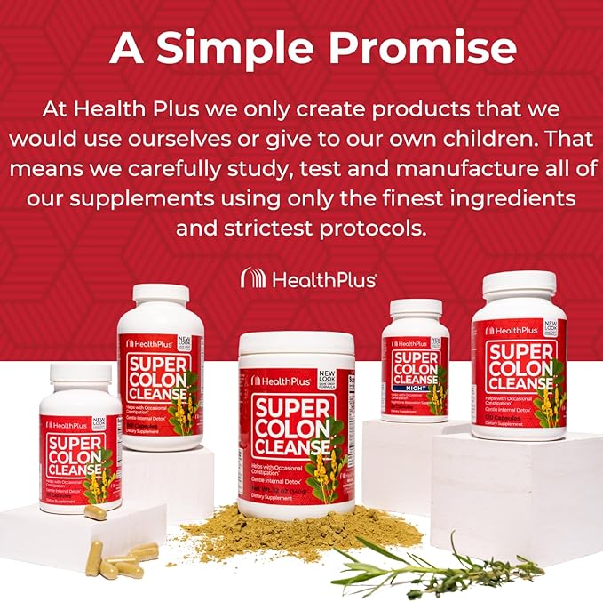 Health Plus Super Colon Cleanse Night Formula Digestive Support | Constipation Relief to Reduce Bloating with Probiotics and Valerian Root for Sleep | More than 1 Cleanse, 60 Capsules