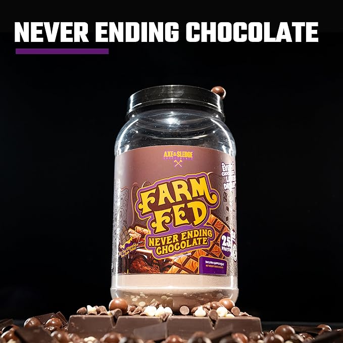 Axe & Sledge Supplements Farm Fed Grass-Fed Whey Protein Isolate, Digestive Enzymes (Never Ending Chocolate)