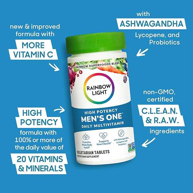 Rainbow Light Mens One High Potency Daily Multivitamin, Vegetarian, 150 ct., Package May Vary