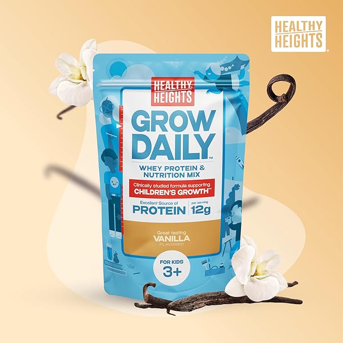 Healthy Heights Grow Daily Kids Protein Drink Mix (Vanilla) - 2 pack - High Protein Shake for Kids 3+