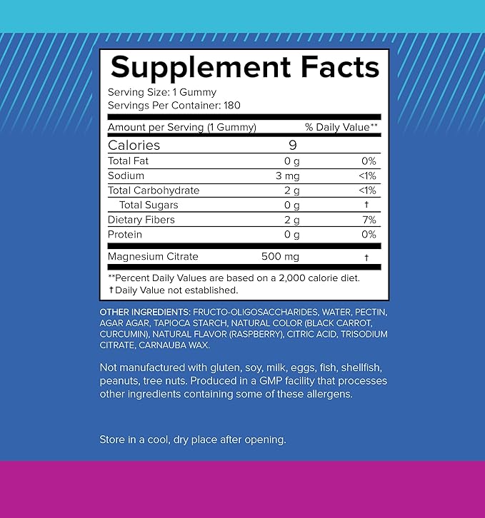 Sugar-Free Magnesium Gummies for Adults - High Potency 500mg Magnesium Supplement, High Absorption Magnesium Citrate Gummies, Vegan Anti-Stress Gummies, Magnesium for Sleep & Relaxation, 180 Gummies