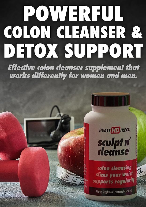 HEALTH DIRECT Sculpt n' Cleanse - Herbal Colon Cleanse for Digestive Health & Regularity - Natural Detox & Gut Flush Supplement - Weight Management Support - 175 Veggie Capsules