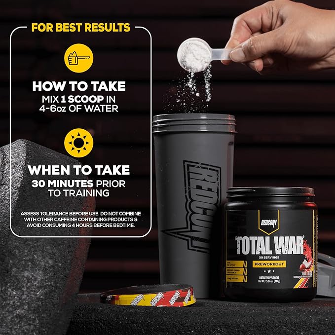 REDCON1 Total War Pre Workout Powder, Baja Bomb - Beta Alanine + Citrulline Malate Keto Friendly Preworkout for Men & Women with 320mg of Caffeine - Fast Acting (30 Servings)