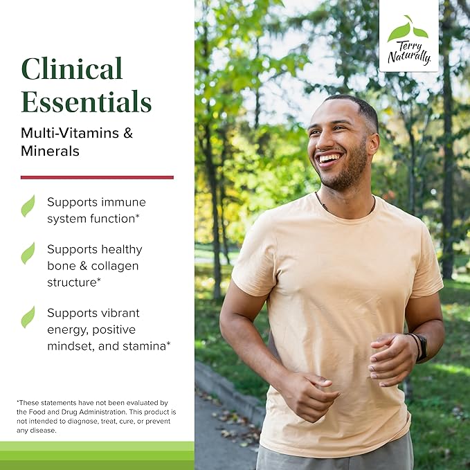 Terry Naturally Clinical Essentials - 120 Capsules, Pack of 2 - Multi-Vitamin & Minerals - Gentle on The Stomach, No Vitamin Aftertaste - Non-GMO, Gluten Free - 60 Total Servings