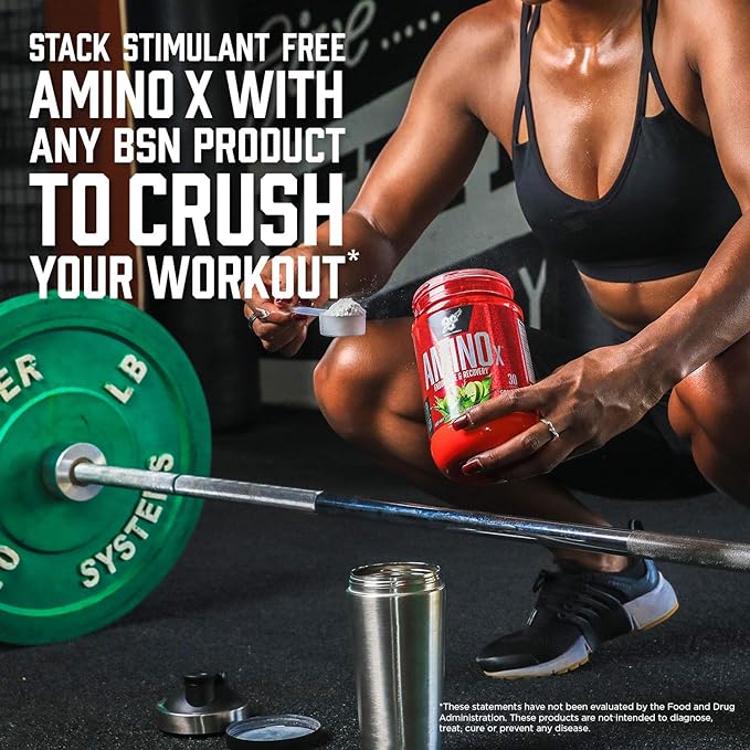 BSN Amino X Muscle Recovery & Endurance Powder with BCAAs, Intra Workout Support, 10 Grams of Amino Acids, Keto Friendly, Caffeine Free, Flavor: Watermelon, 30 Servings (Packaging May Vary)