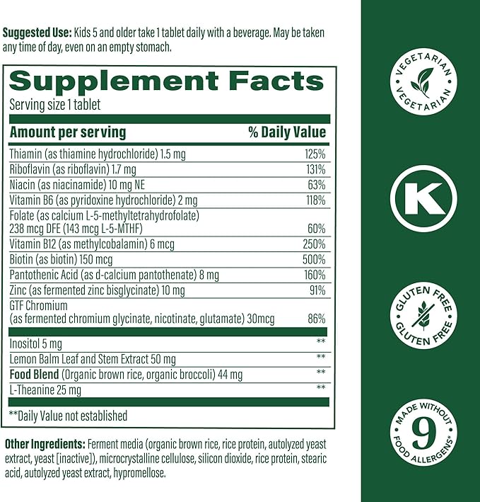 MegaFood Kids B Complex - B Complex Vitamin Supplement, 8 B Vitamins - Vitamin B6, Vitamin B12, Folate, Biotin & More, Supports Cellular Energy Production, Vegetarian, Gluten Free – 90 Mini Tablets