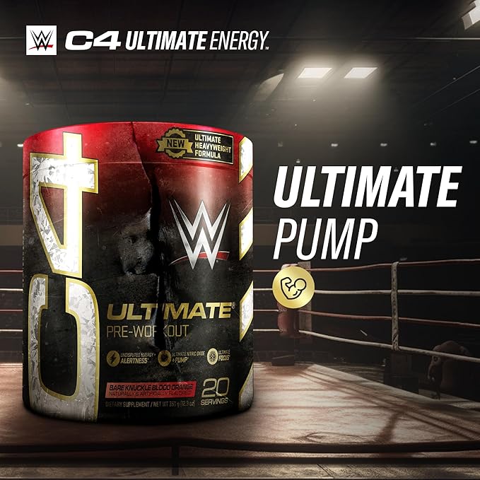 Cellucor C4 Ultimate Pre Workout Powder Bare Knuckle Blood Orange - Sugar Free Preworkout Energy Supplement for Men & Women - 300mg Caffeine + 3.2g Beta Alanine + 2 Patented Creatines - 20 Servings