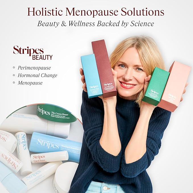 Stripes Beauty Naomi Watts The Dream Date Good Night Sleep Support Supplement Relieve Hot Flashes Racing Thoughts Sleeplessness Nighttime Menopause Support 30 Ct