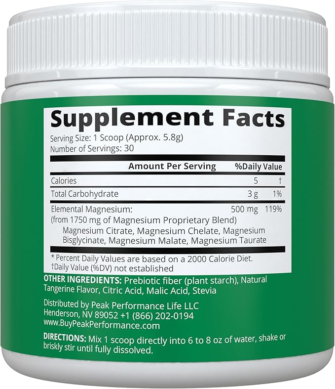 5-in-1 Magnesium Powder Drink for Women & Men. Magnesium Glycinate + Citrate + Malate + Chelate + Taurate. Great Tasting Vegan Supplement for Muscle Relaxation, Sleep, Cramps. Orange Flavor